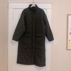 & Other Stories Oversized Quilted Coat Dark Green Small